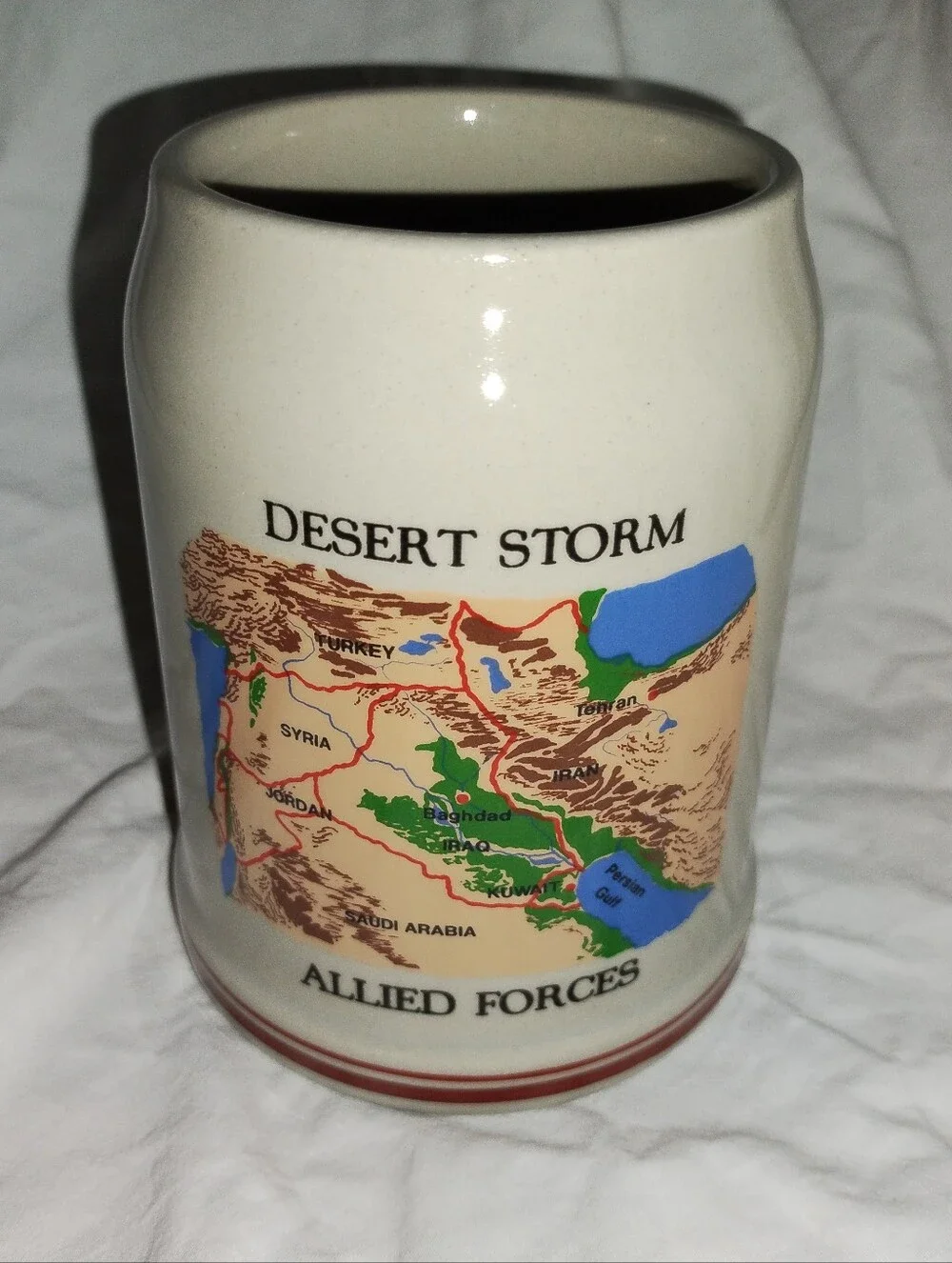 Desert Storm 1990-91 Allied Forces Map Stoneware Beer Stein Mug 0.5L Military